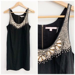 Rebecca Taylor Linen Embellished Beaded Dress Sz 8